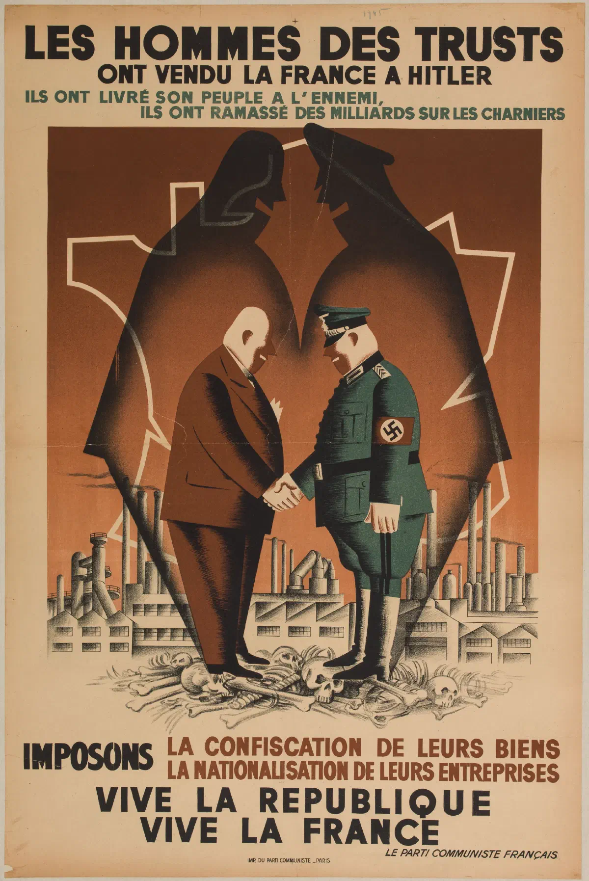 Плакат ФКП 1945 года с критикой сотрудничества французских капиталистов с нацистами
