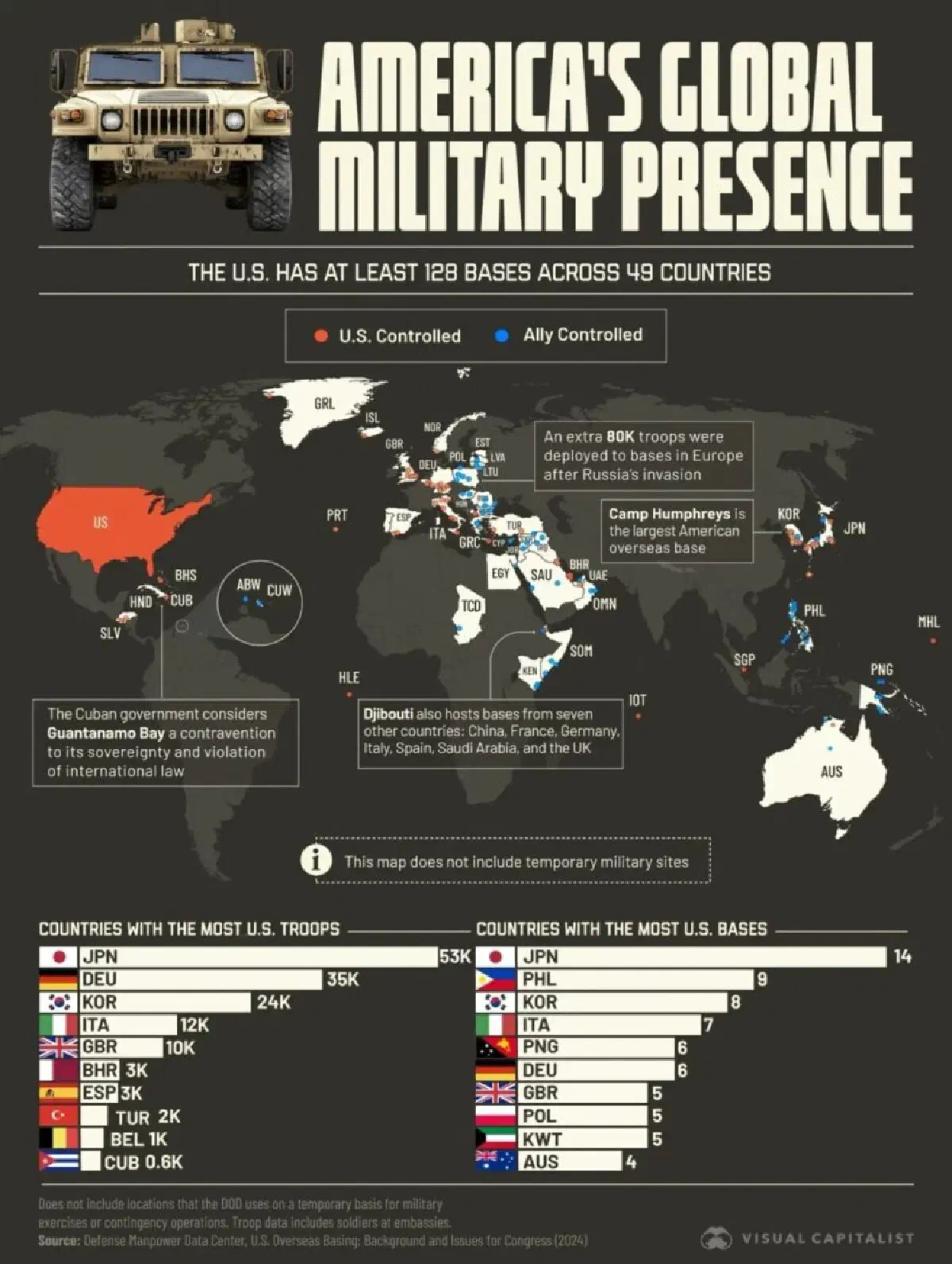 Все известные военные базы США за рубежом