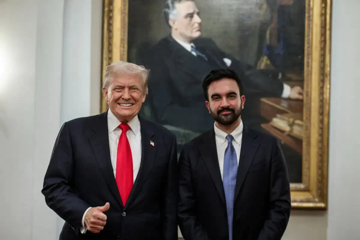 Встреча Мамдани с Дональдом Трампом в Белом доме , 21 ноября 2025 года.